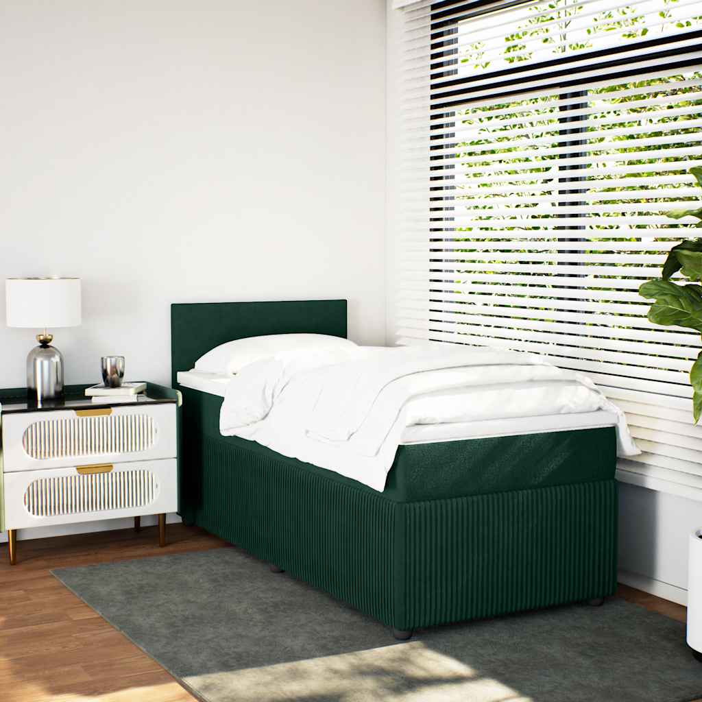 Box spring krevet s madracem tamnozeleni 80 x 200 cm baršunasti