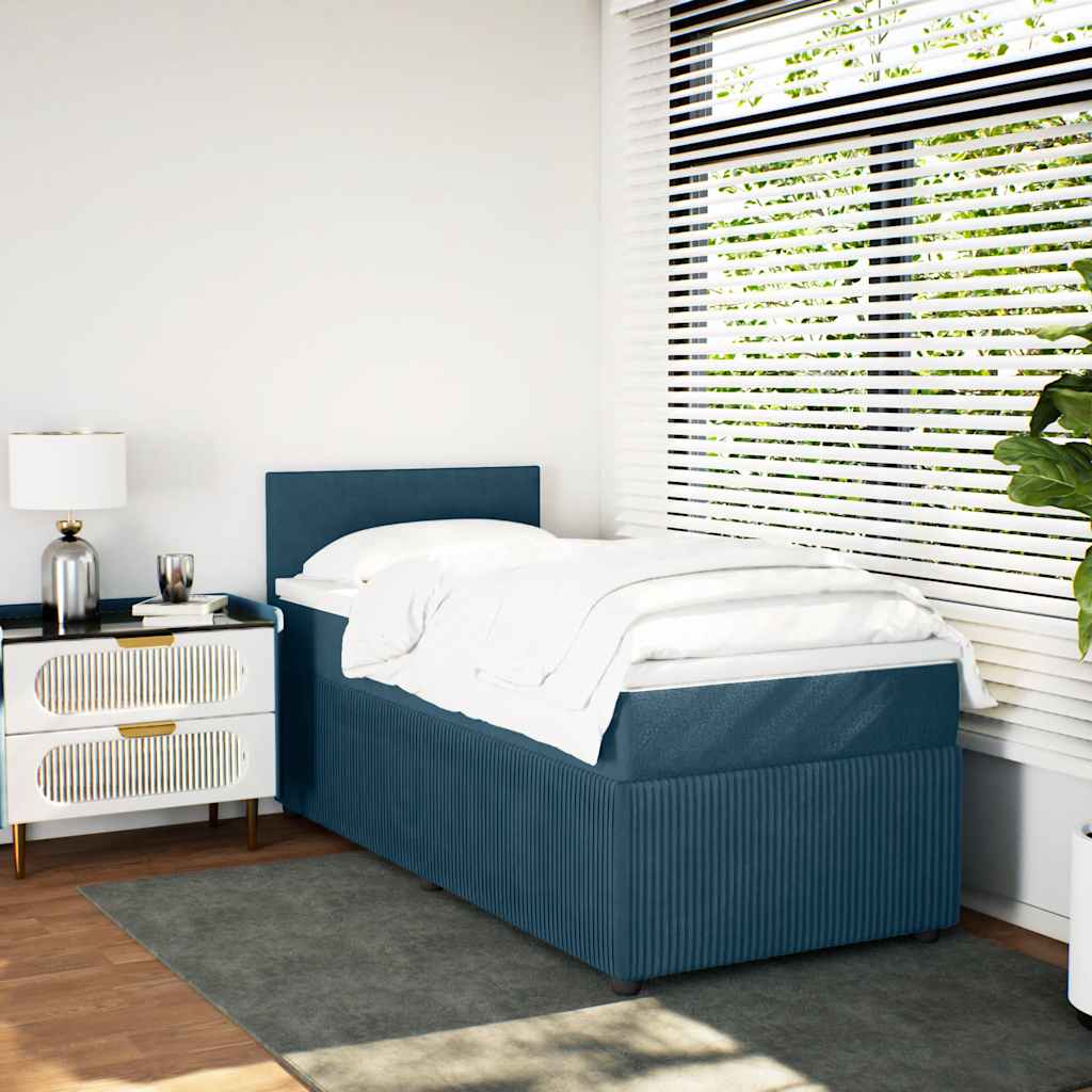 Box spring krevet s madracem plavi 80 x 200 cm baršunasti
