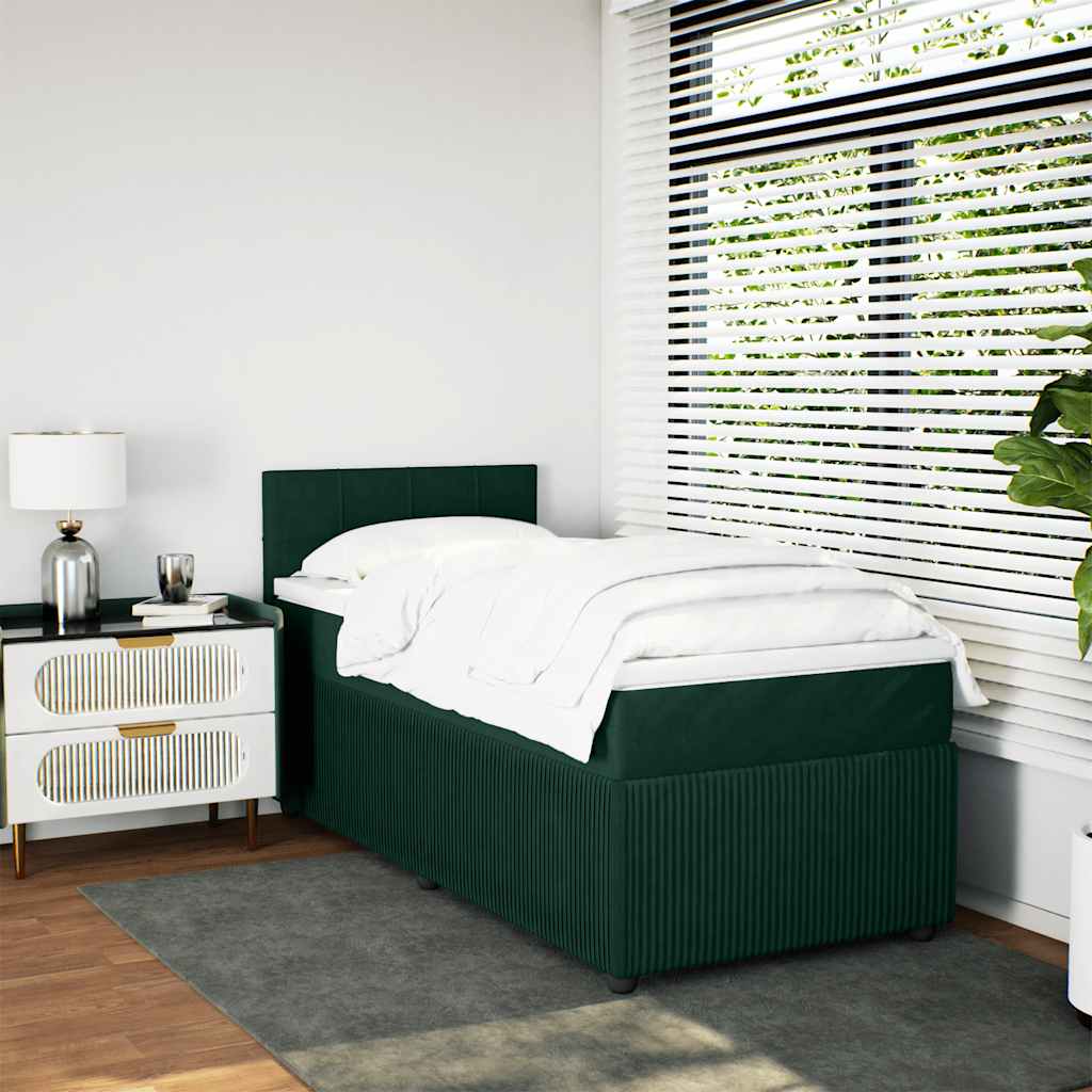 Box spring krevet s madracem tamnozeleni 80 x 200 cm baršunasti