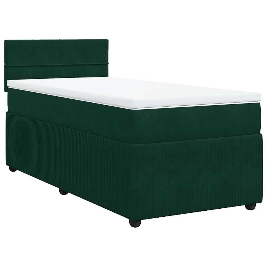 Box spring krevet s madracem tamnozeleni 80 x 200 cm baršunasti