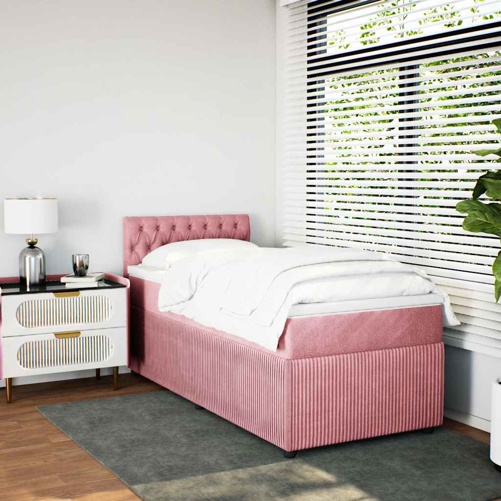 Box spring krevet s madracem ružičasti 80 x 200 cm baršunasti