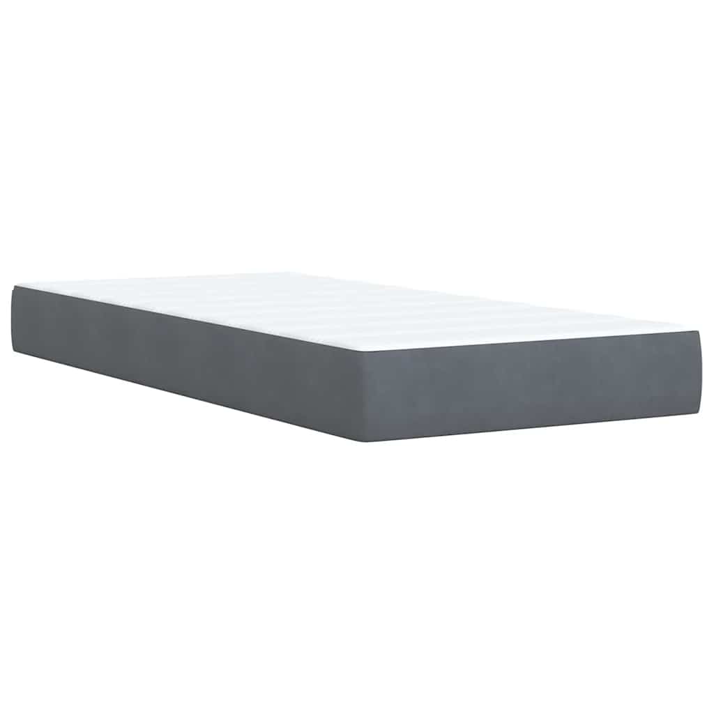 Box spring krevet s madracem tamnosivi 90x190 cm baršunasti