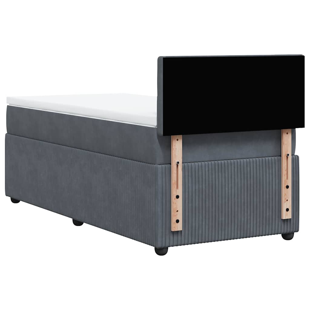 Box spring krevet s madracem tamnosivi 90x190 cm baršunasti