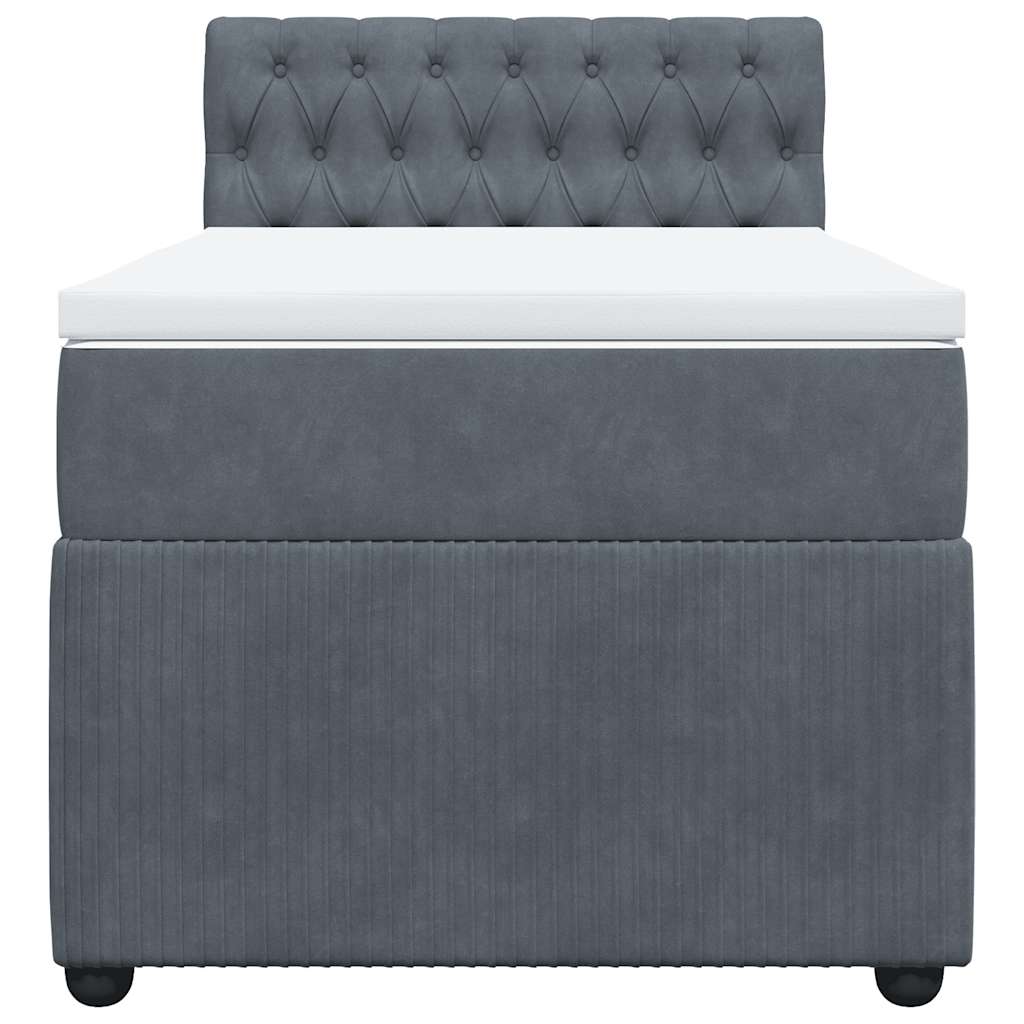 Box spring krevet s madracem tamnosivi 90x190 cm baršunasti