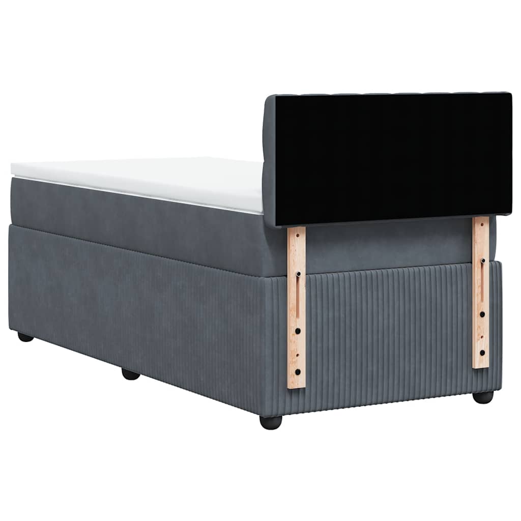 Box spring krevet s madracem tamnosivi 90x190 cm baršunasti