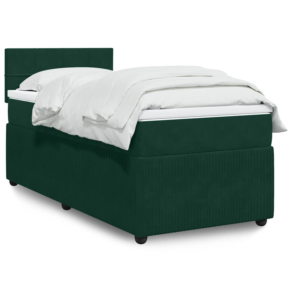 Box spring krevet s madracem tamnozeleni 90x190 cm baršunasti