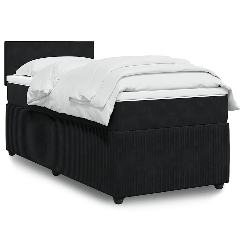 Box spring krevet s madracem crni 90x200 cm baršunasti