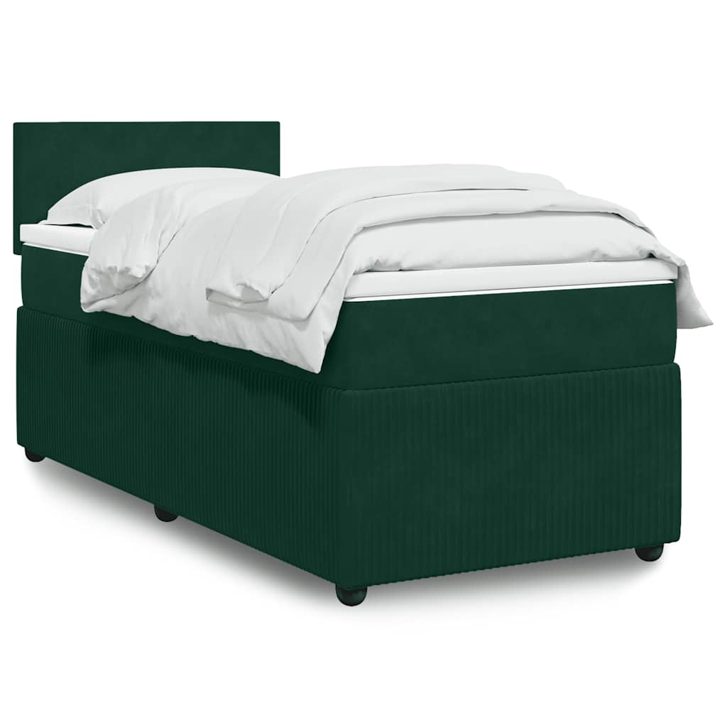 Box spring krevet s madracem tamnozeleni 90x200 cm baršunasti