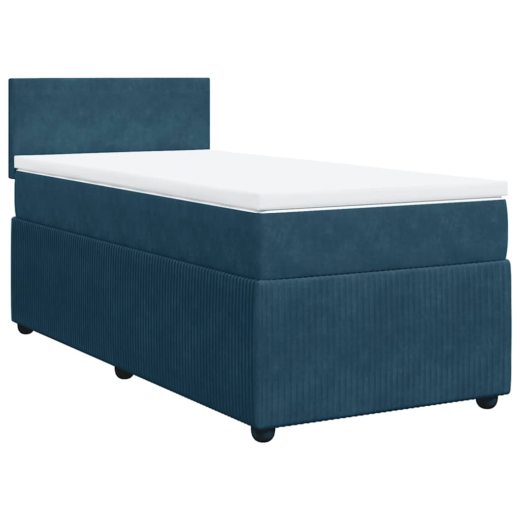 Box spring krevet s madracem plavi 90x200 cm baršunasti