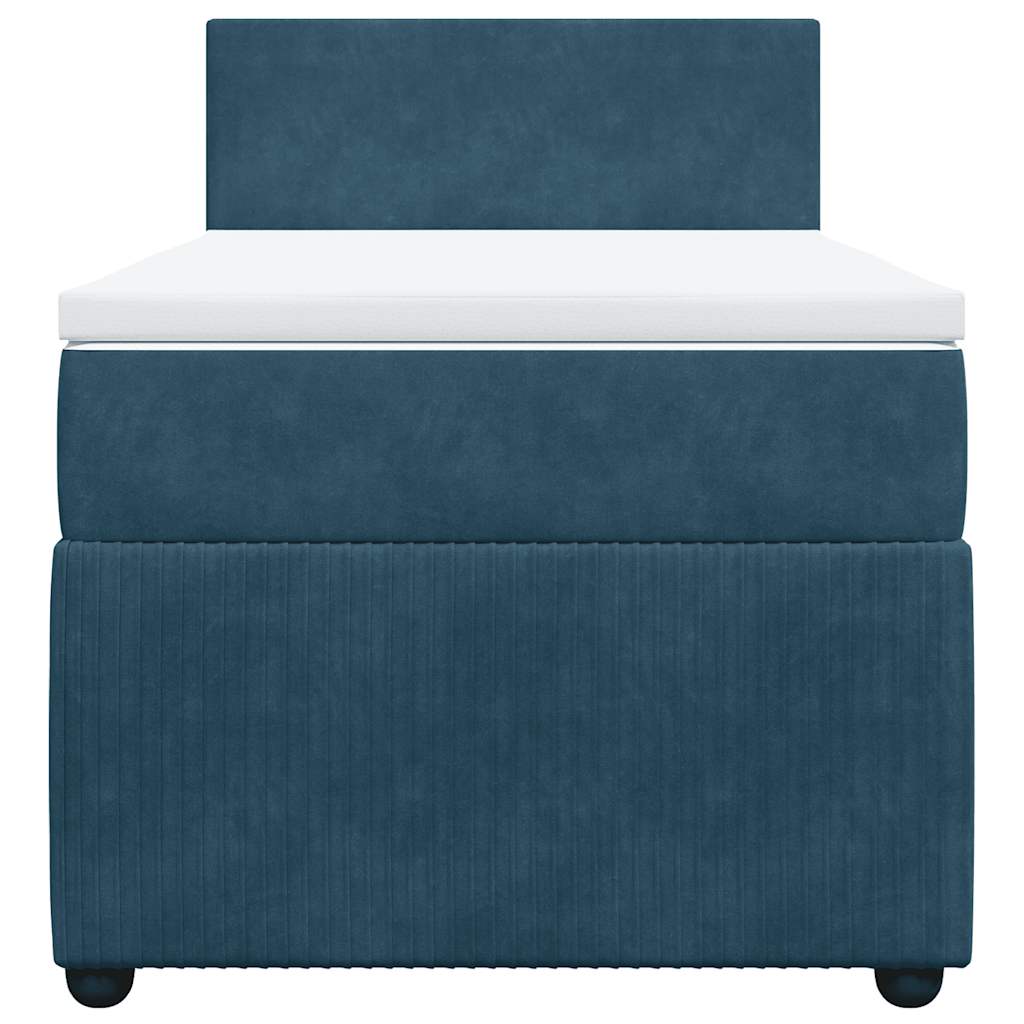 Box spring krevet s madracem plavi 90x200 cm baršunasti