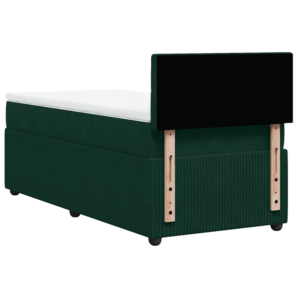 Box spring krevet s madracem tamnozeleni 90x200 cm baršunasti
