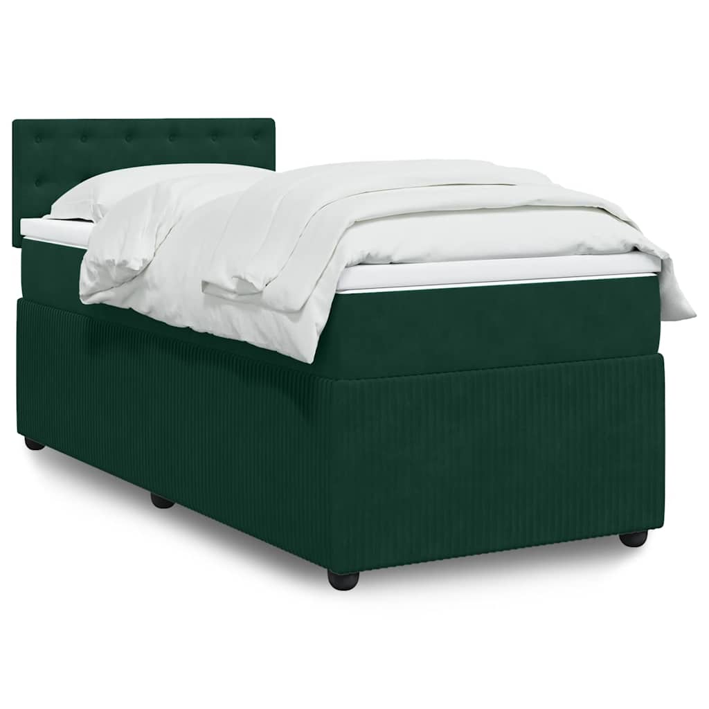 Box spring krevet s madracem tamnozeleni 90x200 cm baršunasti