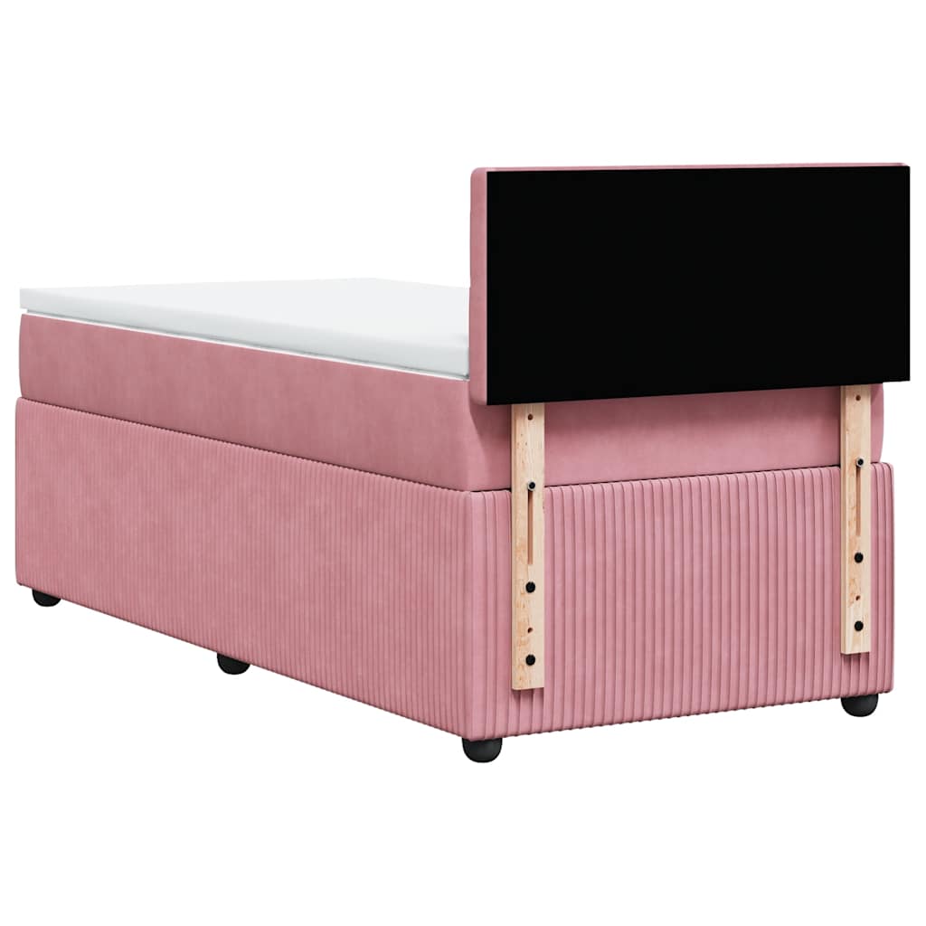 Box spring krevet s madracem ružičasti 90x200 cm baršunasti