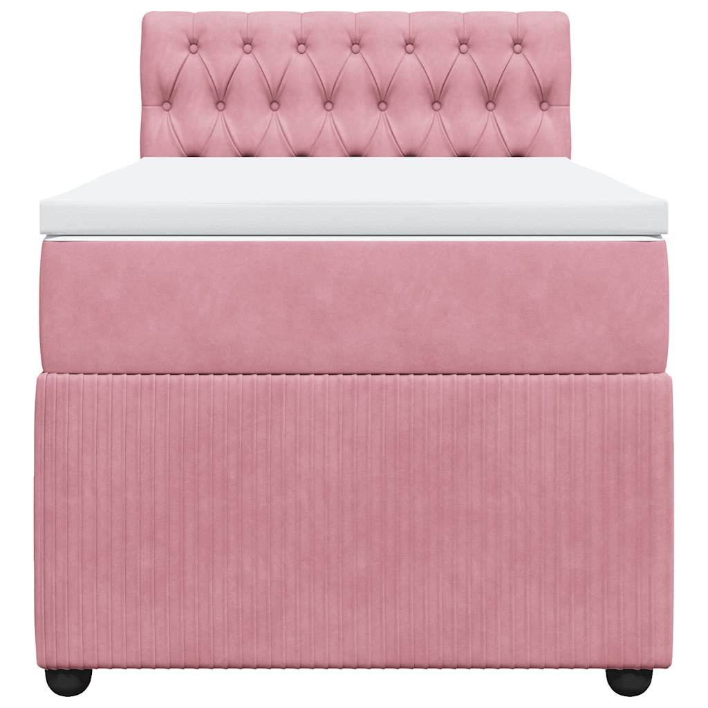 Box spring krevet s madracem ružičasti 90x200 cm baršunasti