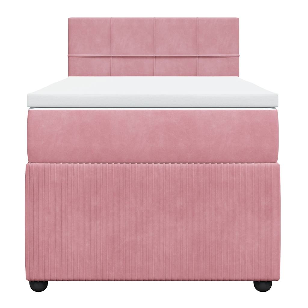 Box spring krevet s madracem ružičasti 90x200 cm baršunasti