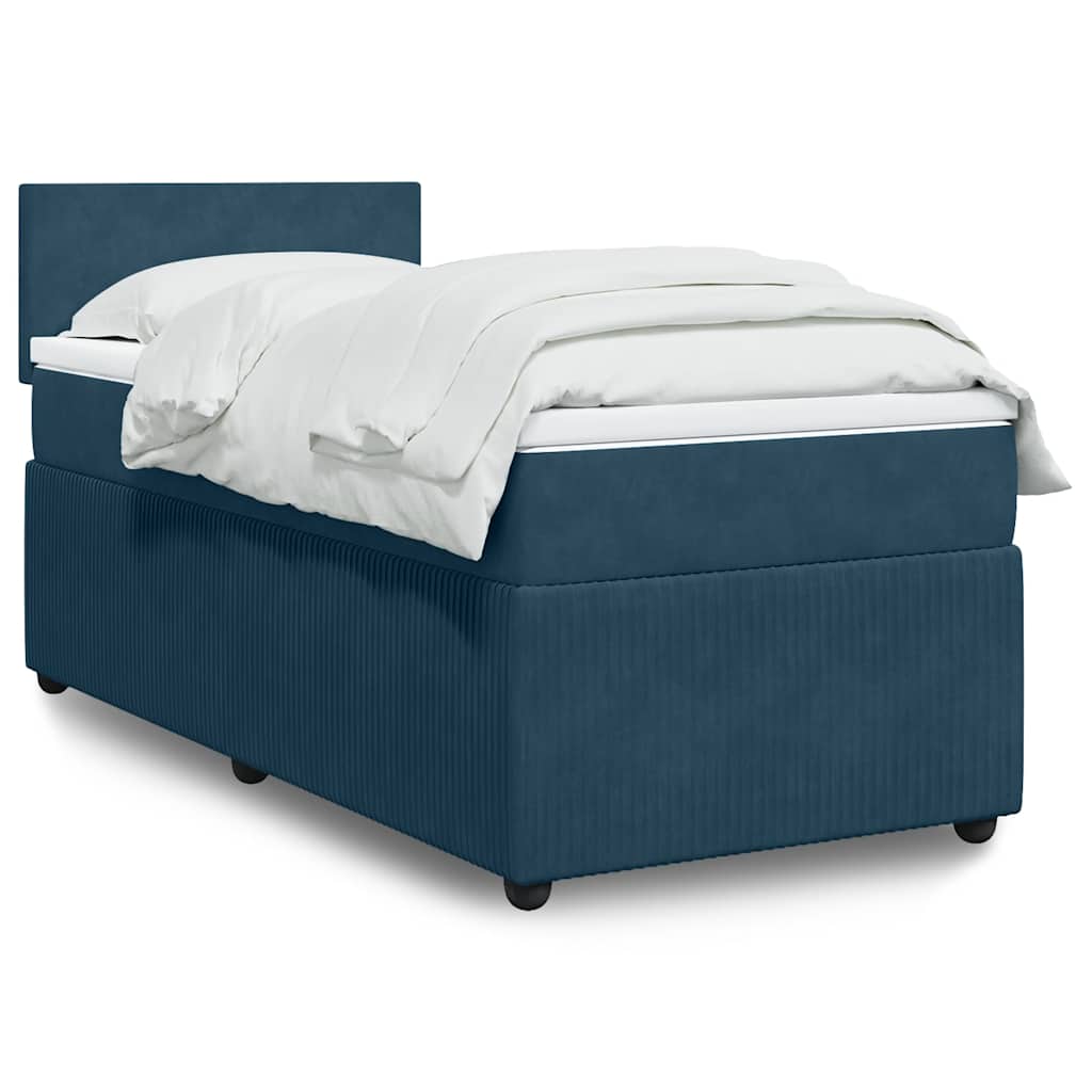 Box spring krevet s madracem plavi 100x200 cm baršunasti