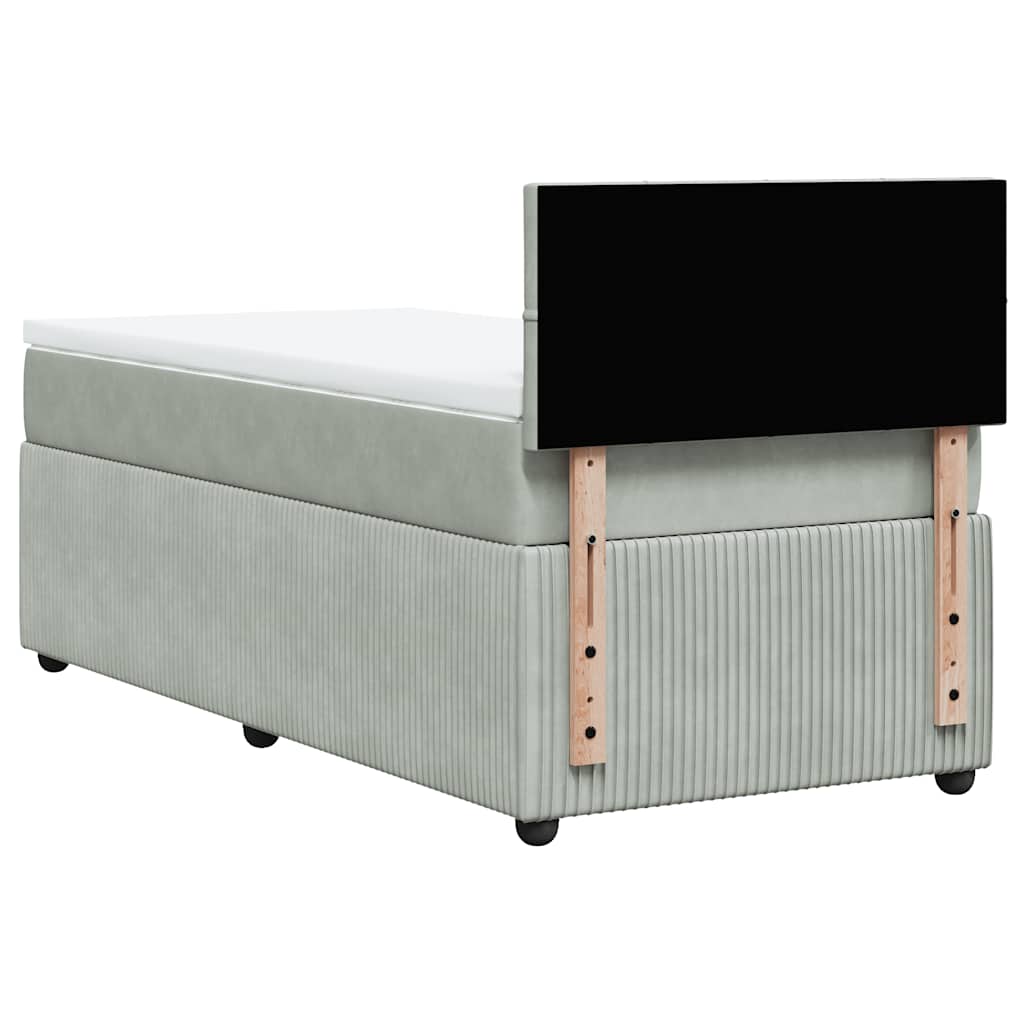 Box spring krevet s madracem svjetlosivi 100x200 cm baršunasti