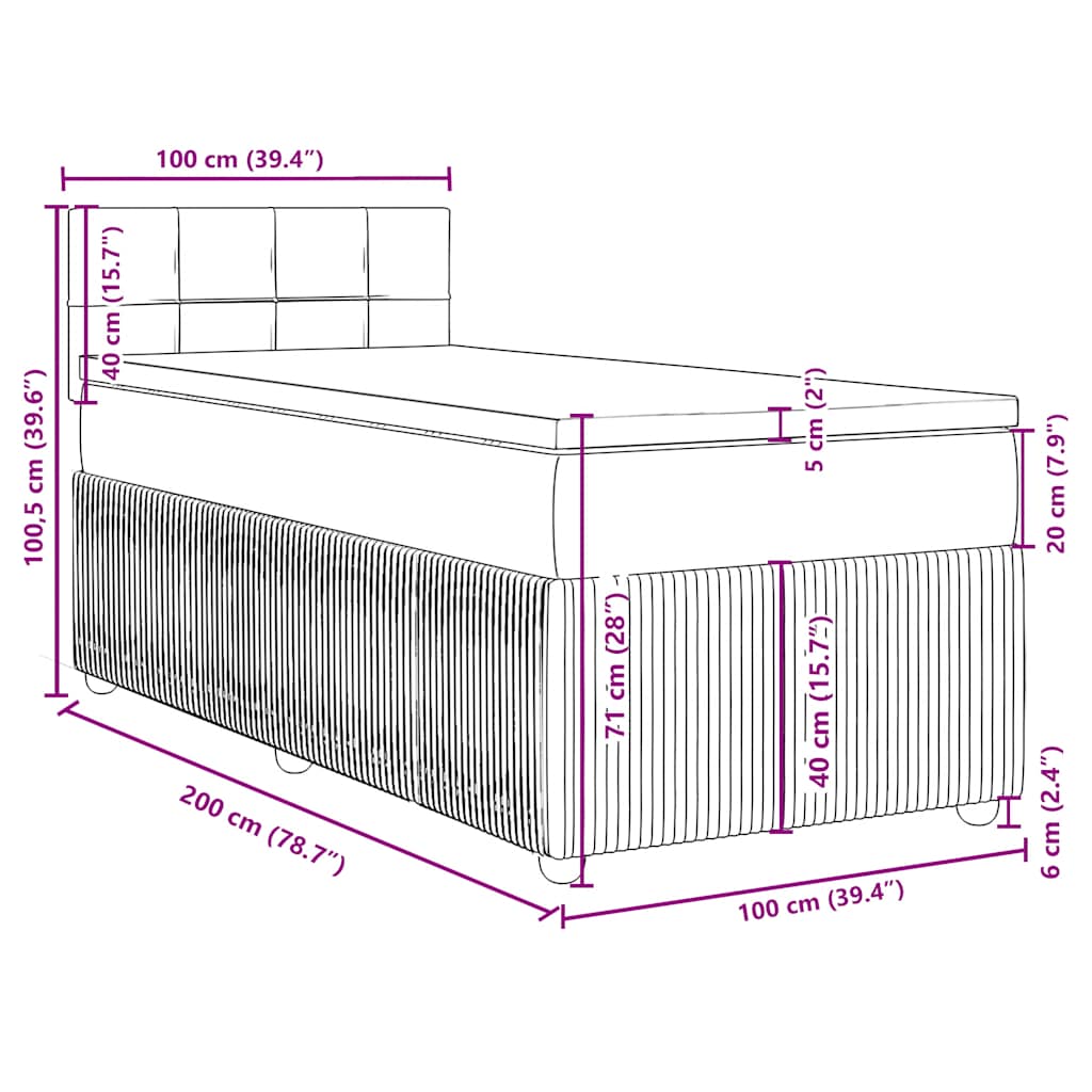 Box spring krevet s madracem plavi 100x200 cm baršunasti