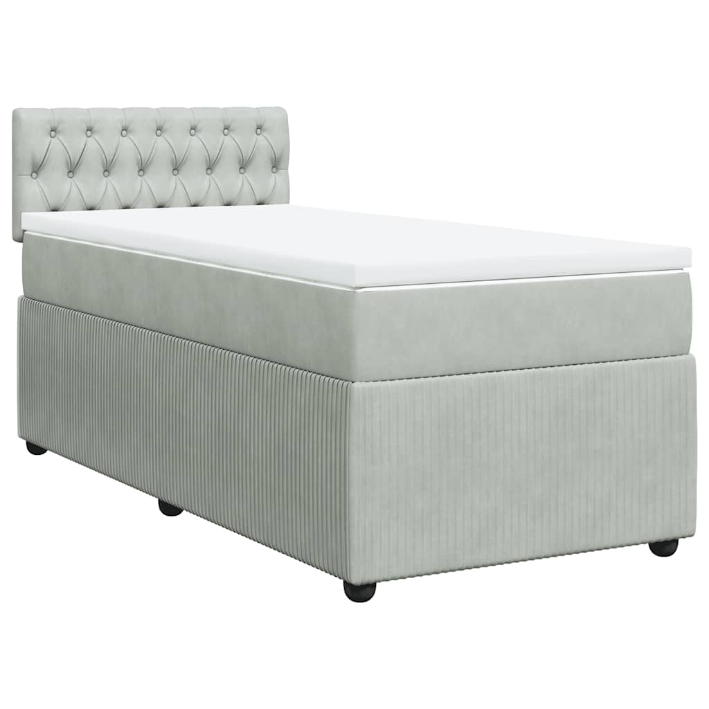 Box spring krevet s madracem svjetlosivi 100x200 cm baršunasti