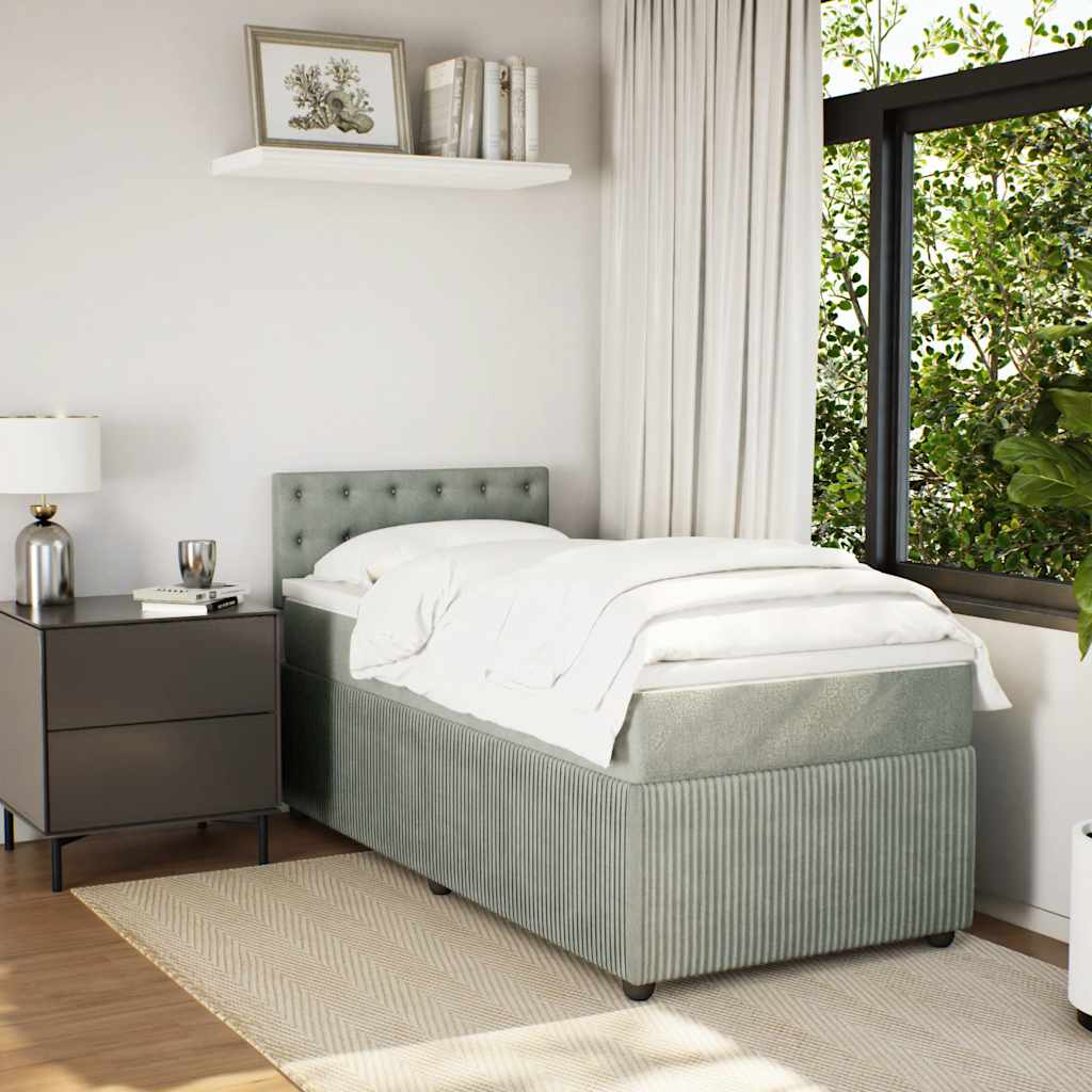 Box spring krevet s madracem svjetlosivi 100x200 cm baršunasti