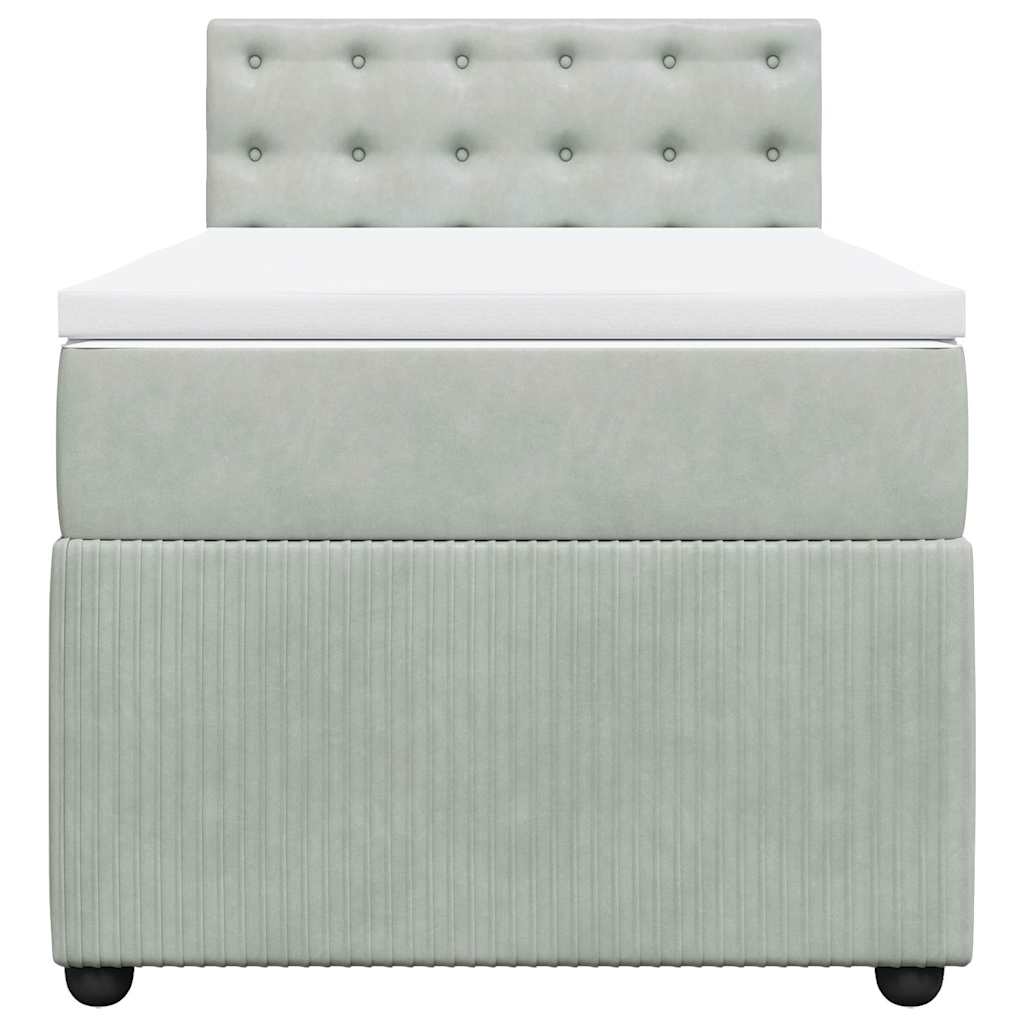 Box spring krevet s madracem svjetlosivi 100x200 cm baršunasti