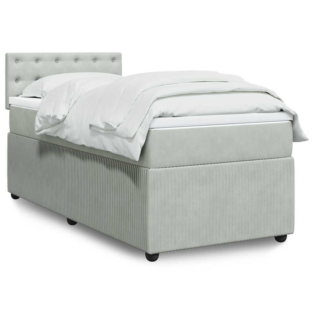 Box spring krevet s madracem svjetlosivi 100x200 cm baršunasti