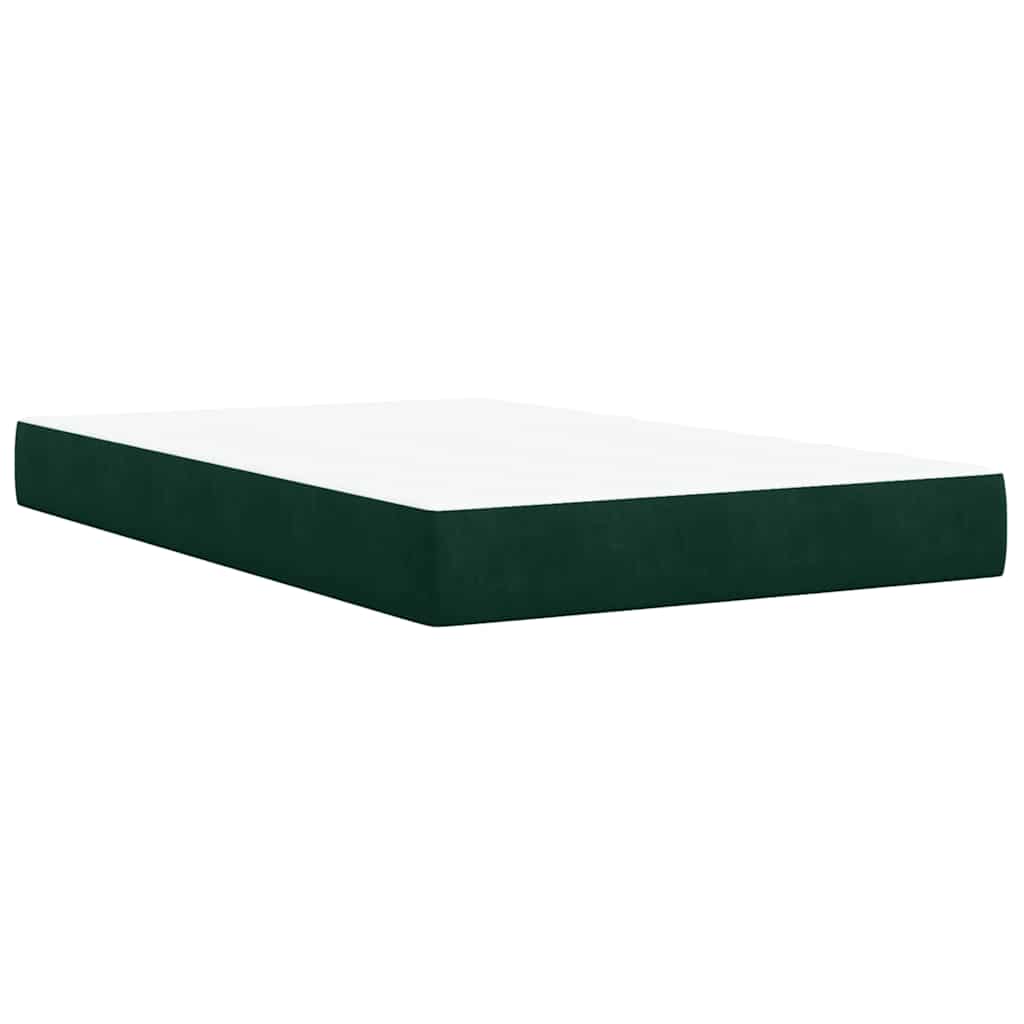 Krevet box spring s madracem tamnozeleni 120x190 cm baršunasti