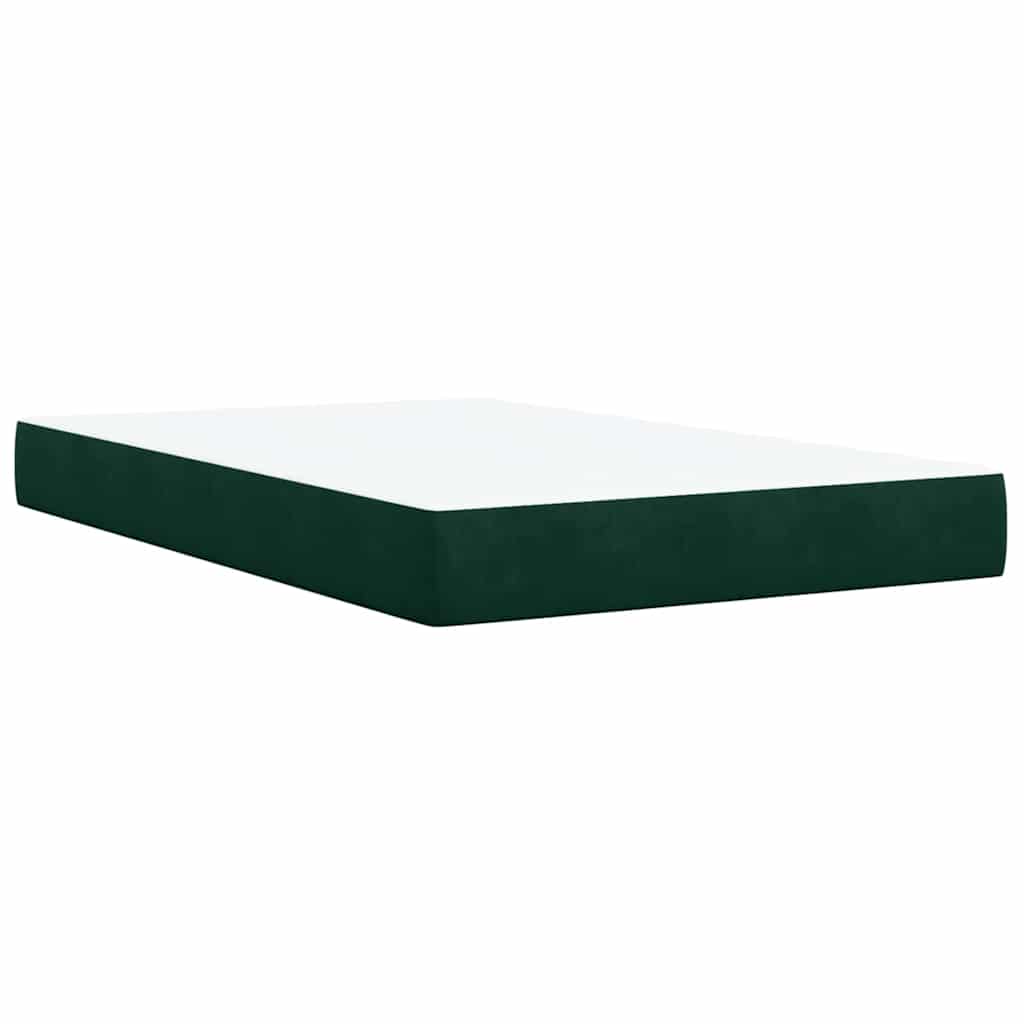 Krevet box spring s madracem tamnozeleni 120x190 cm baršunasti