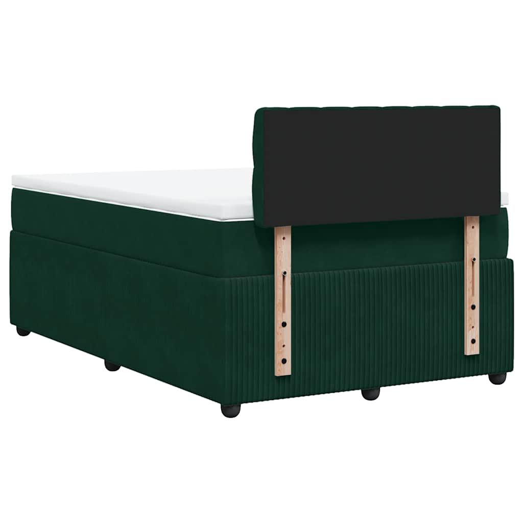 Krevet box spring s madracem tamnozeleni 120x190 cm baršunasti