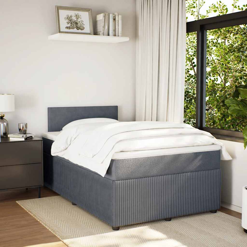 Box spring krevet s madracem tamnosivi 120 x 200 cm baršunasti