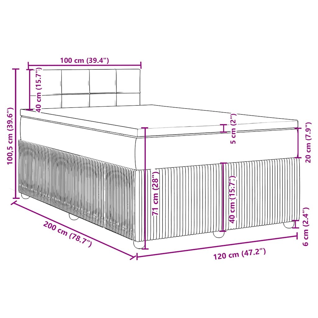 Box spring krevet s madracem crni 120 x 200 cm baršunasti
