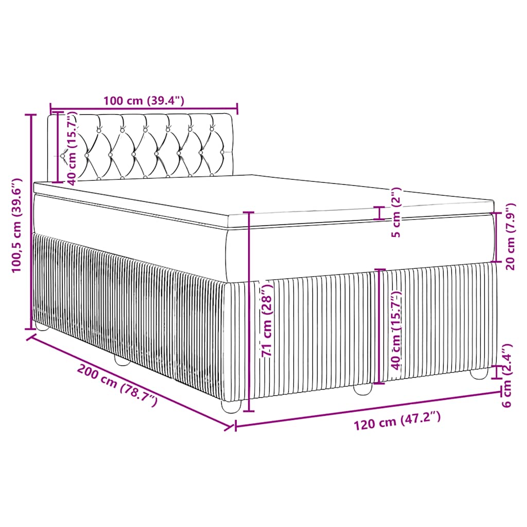 Box spring krevet s madracem crni 120 x 200 cm baršunasti