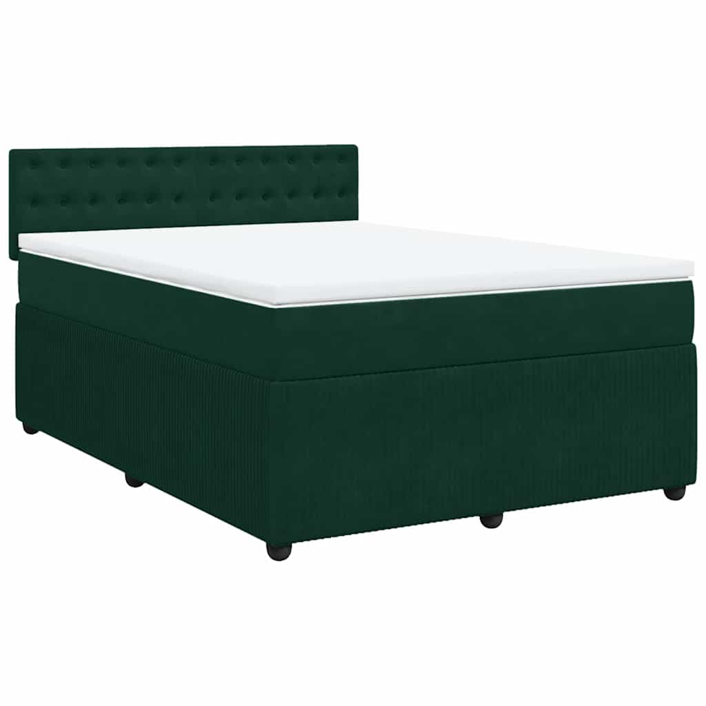 Krevet s oprugama i madracem tamnozeleni 140x190 cm baršunasti