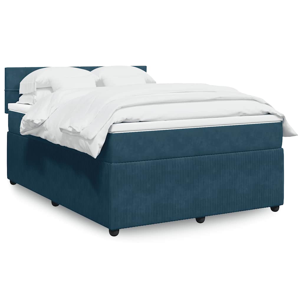 Krevet box spring s madracem plavi 160 x 200 cm baršunasti