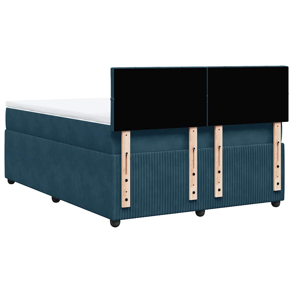 Krevet box spring s madracem plavi 160 x 200 cm baršunasti