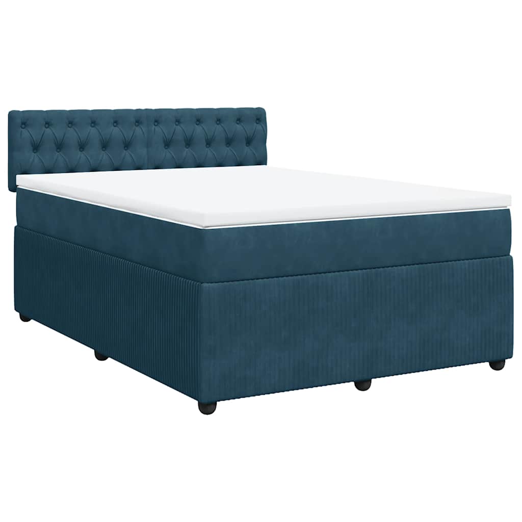 Krevet box spring s madracem plavi 160 x 200 cm baršunasti