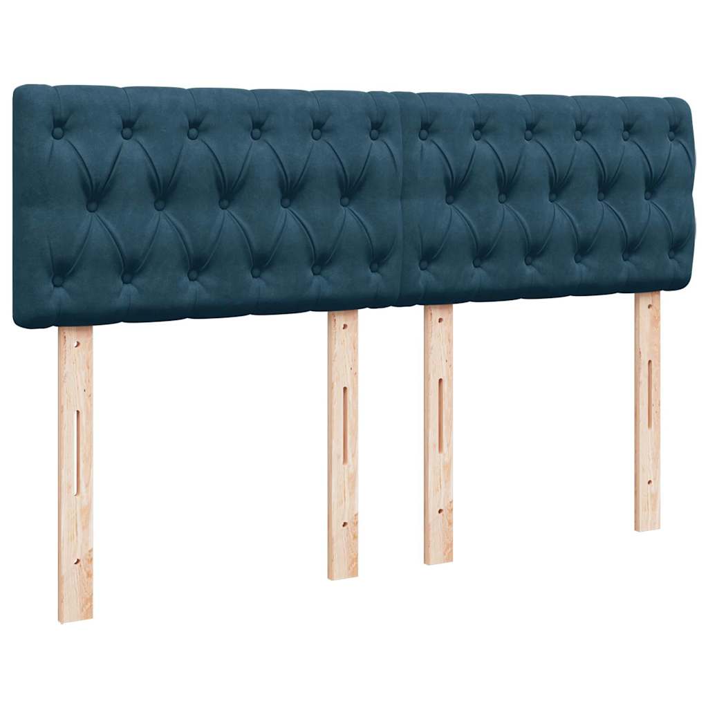 Krevet box spring s madracem plavi 160 x 200 cm baršunasti
