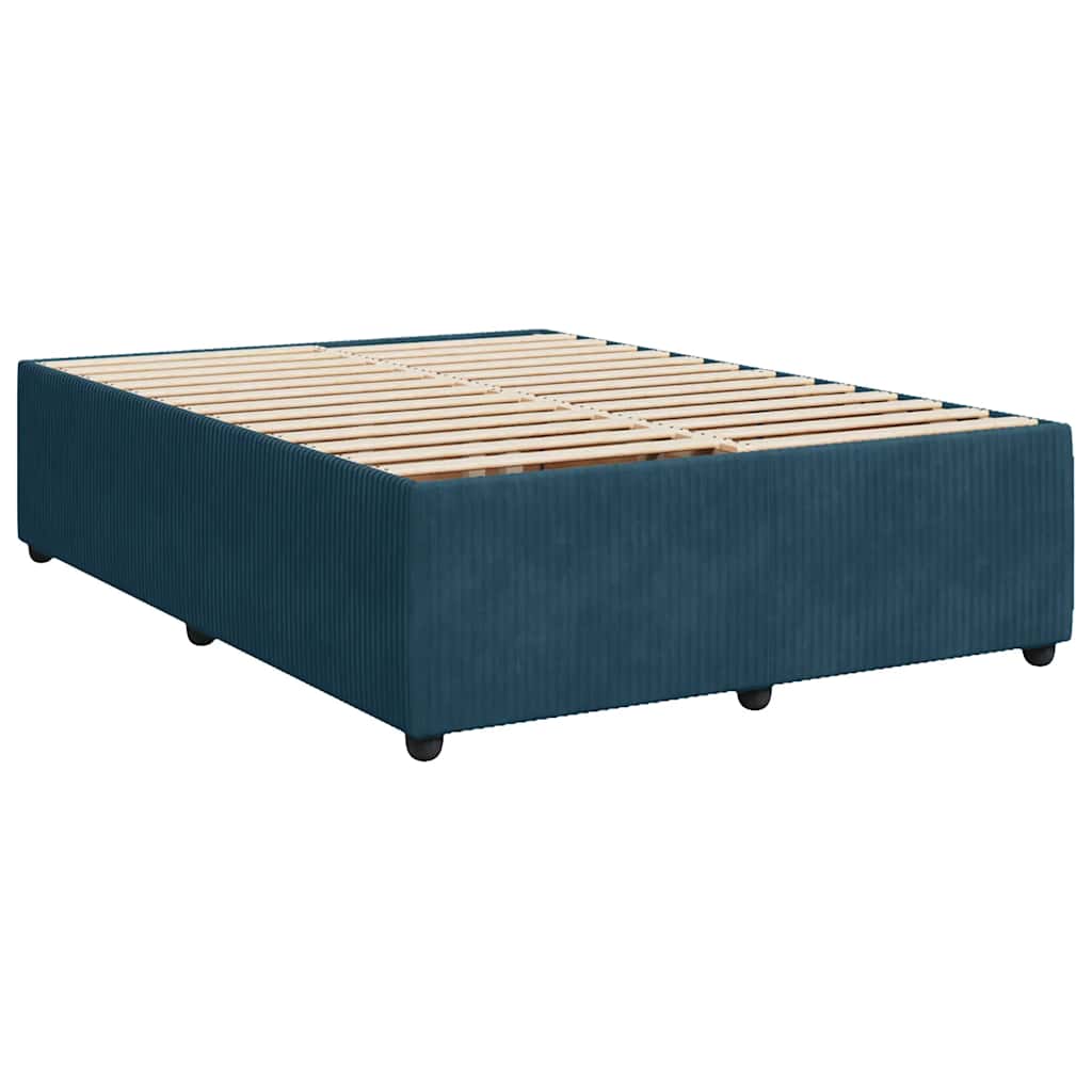 Krevet box spring s madracem plavi 160 x 200 cm baršunasti