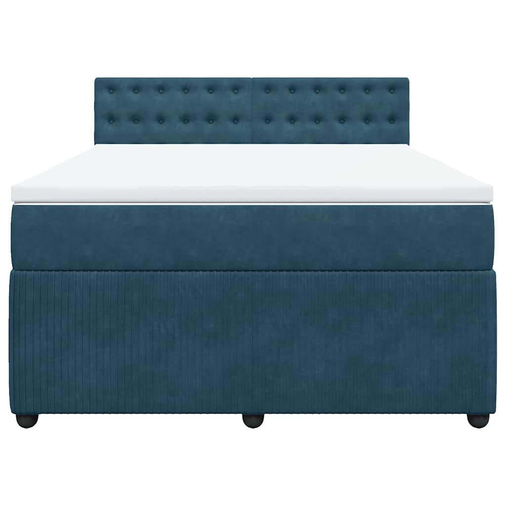Krevet box spring s madracem plavi 160 x 200 cm baršunasti
