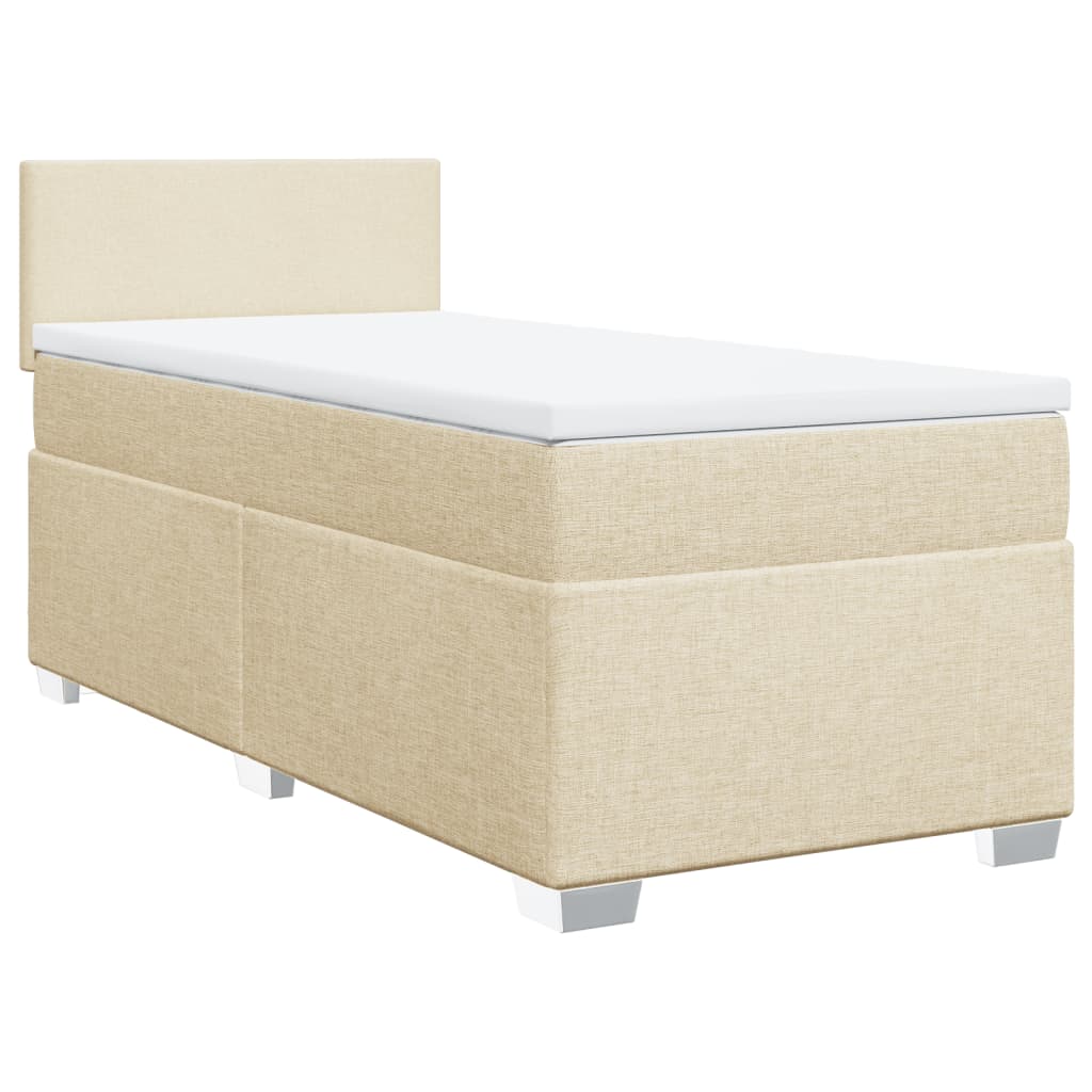 Krevet s oprugama i madracem krem 90 x 190 cm od tkanine