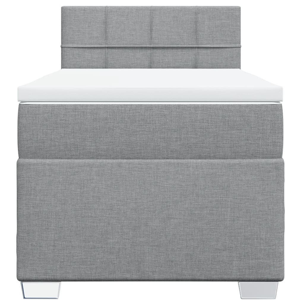 Box spring krevet s madracem svjetlosivi 90x190 cm od tkanine