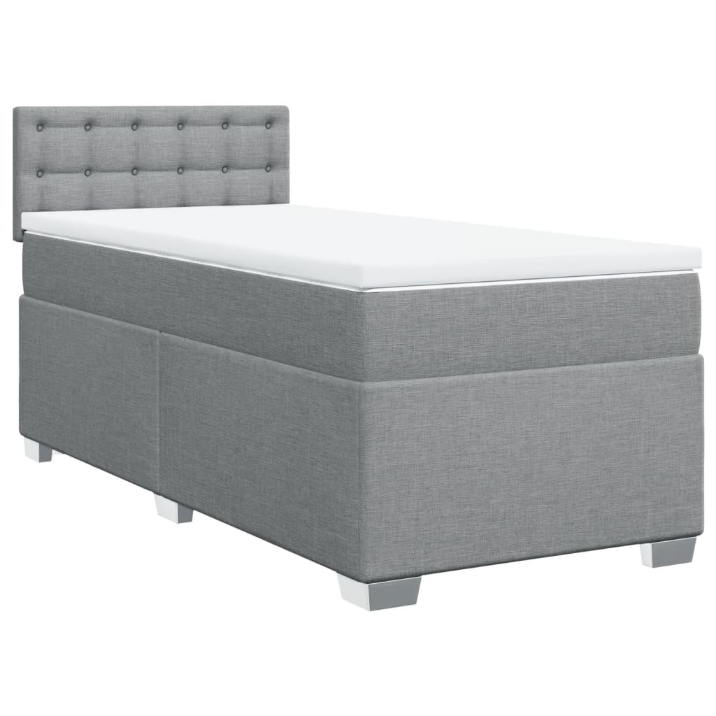 Box spring krevet s madracem svjetlosivi 90x190 cm od tkanine