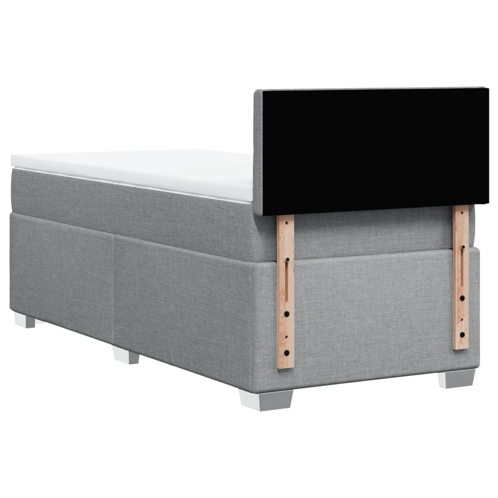 Box spring krevet s madracem svjetlosivi 90x190 cm od tkanine