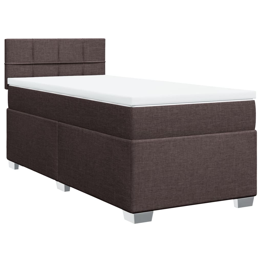 Krevet s oprugama i madracem tamnosmeđi 90 x 200 cm od tkanine