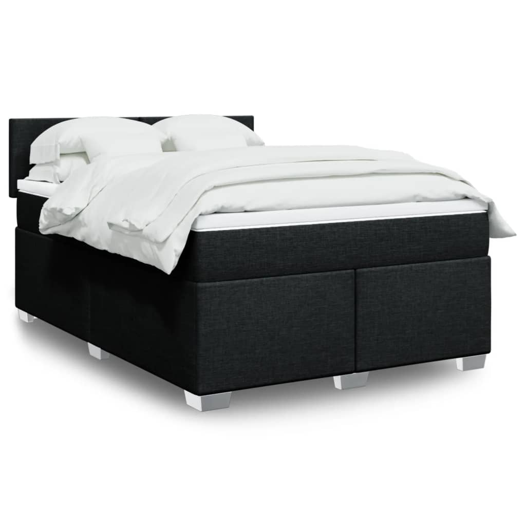 Krevet s oprugama i madracem crni 140 x 190 cm od tkanine