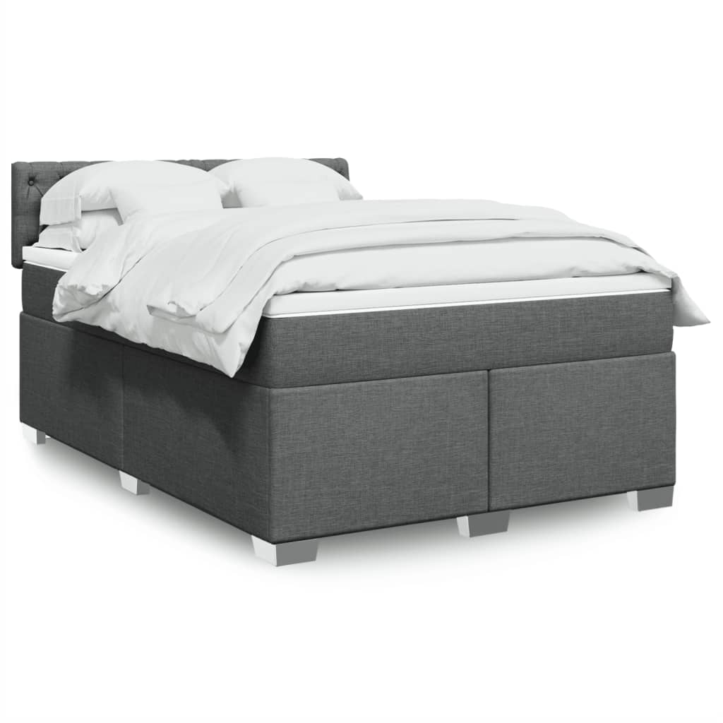 Krevet s oprugama i madracem tamnosivi 140x190 cm od tkanine