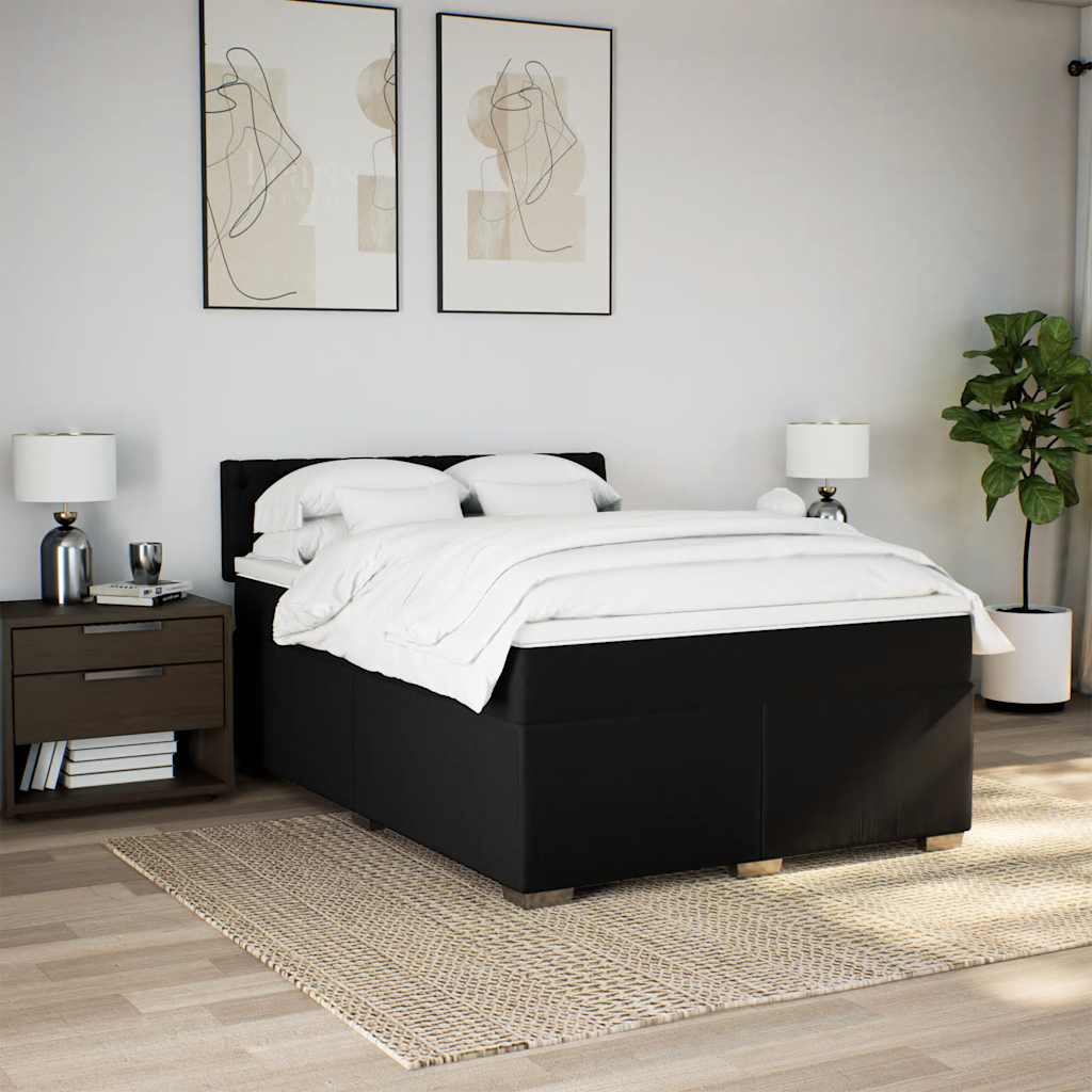 Krevet s oprugama i madracem crni 160x200 cm od tkanine