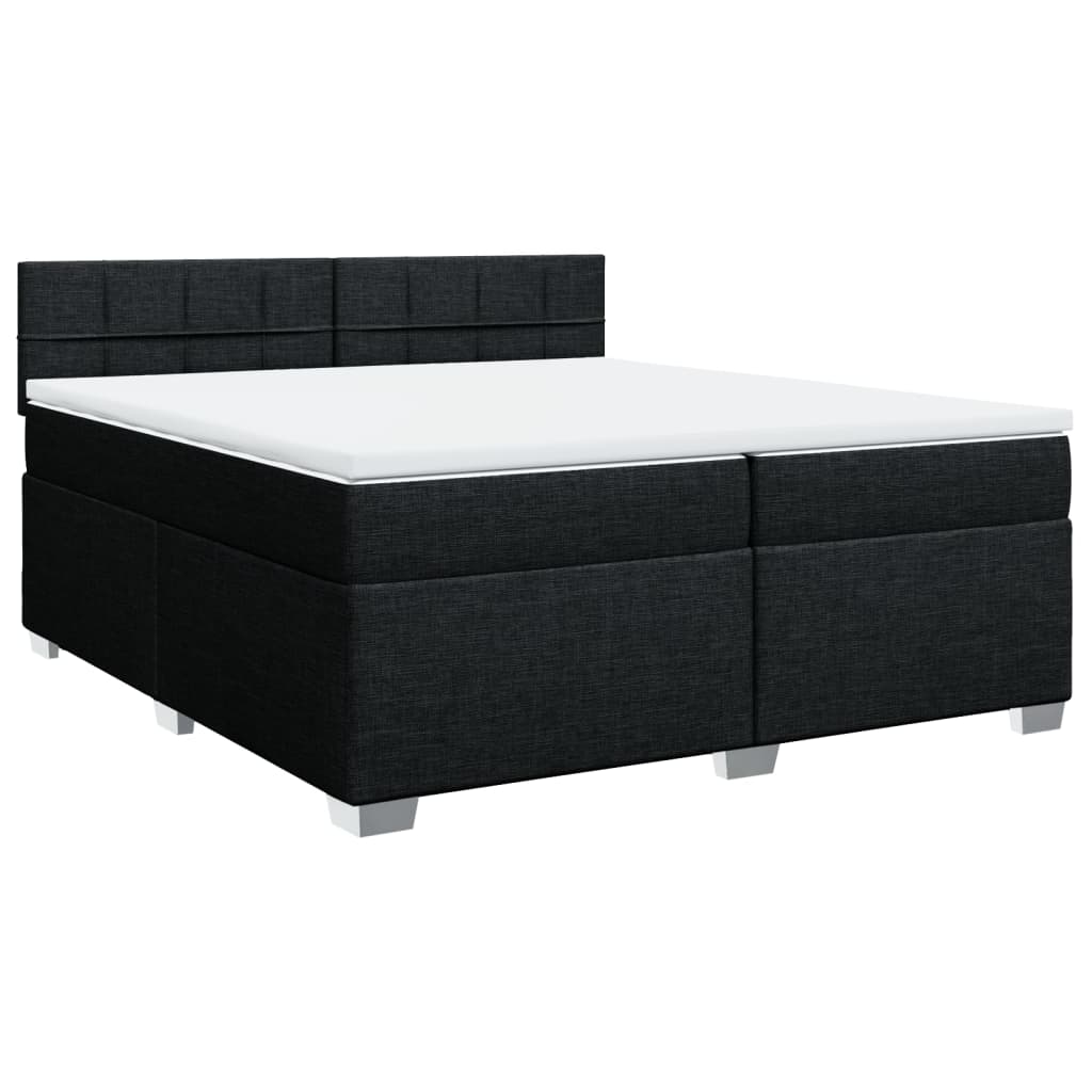 Krevet s oprugama i madracem crni 200x200 cm od tkanine