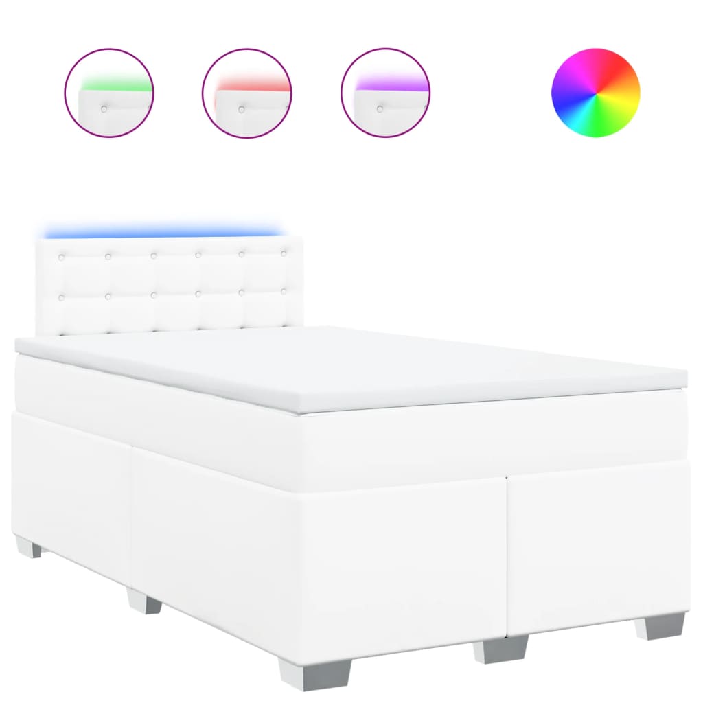 Krevet box spring s madracem bijeli 120x190 cm od umjetne kože