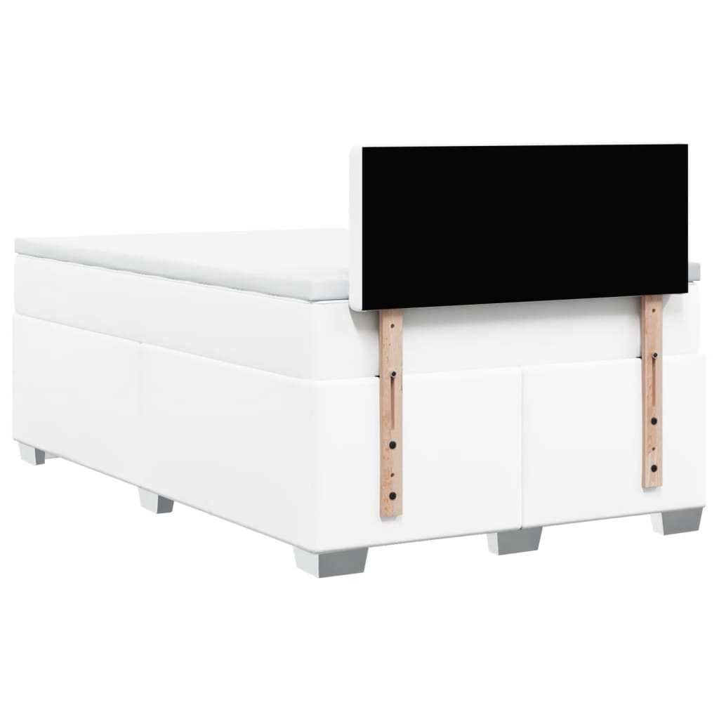 Krevet box spring s madracem bijeli 120x190 cm od umjetne kože